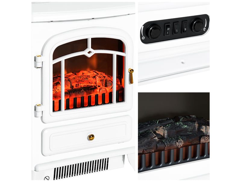  Cheminée électrique 41,5x28x54,8 cm effet flammes blanche  - Conforama D