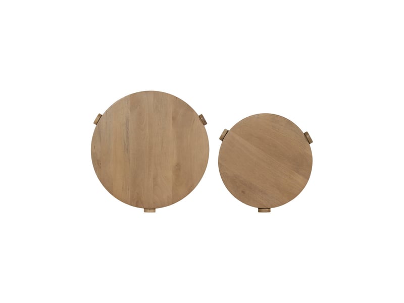  Set de 2 tables basses rondes bois de manguier naturel - pallavi  - Conforama C