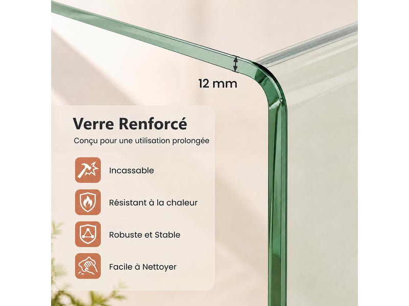  Table basse salon rectangulaire en verre trempé en forme u  - Conforama B
