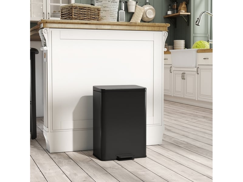 Poubelle à pédale 20 l – 34,2 x 30,6 x 44,2 cm – noir mat – couvercle à fermeture douce - Conforama B