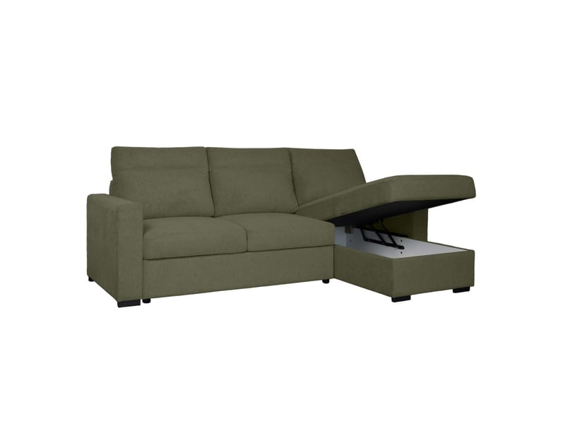 Canapé d'angle réversible solaro convertible avec coffre en tissu - vert foncé SOLARO - Conforama C