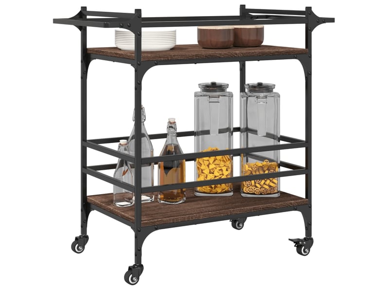  Desserte de cuisine, chariot de rangement chêne marron 82x40x78,5 cm bois d'ingénierie  - Conforama E