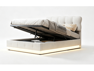 Lit coffre 140x190 cm <strong></strong>  <strong></strong> coloris beige
