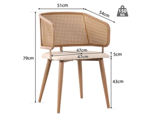 Lot de 2 chaises de salle à manger, 47x51x79 cm, beige et brun
