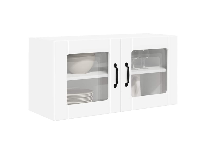 Meuble mural de cuisine, cabinet en verre mural blanc 80x31x40cm shl9632 - Conforama C