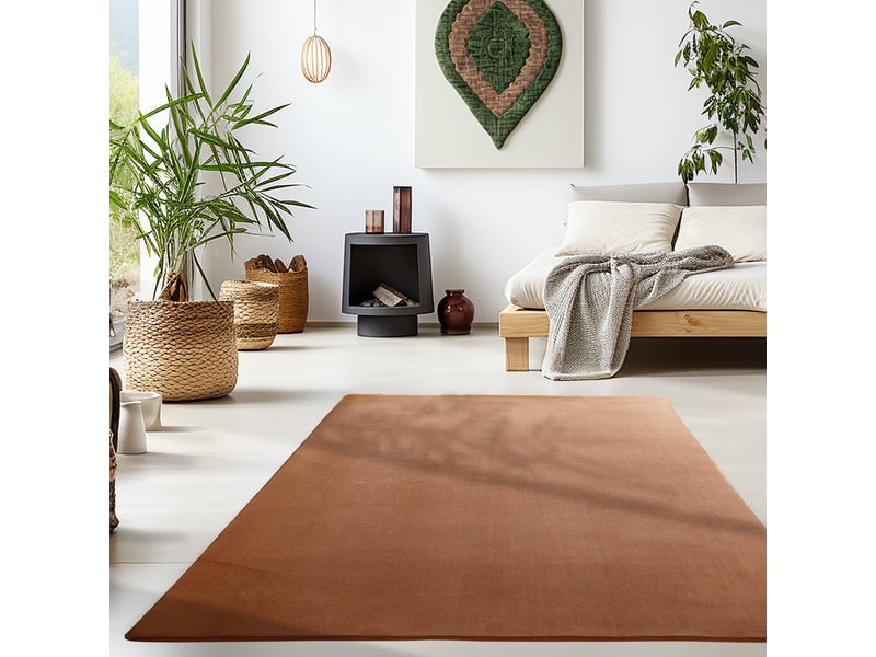 Tapis lavable en microfibre douce - marron 160x230cm SKY1602305400BROWN - Conforama B