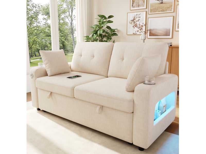  Canapé convertible 2 places avec couchage, usb-c et rangement homvra  - Conforama B