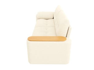 Canapé modulable 3 places, avec fonction couchage, avec rangement intégré, en tissu bouclette, coloris beige, l207,5 x p80 x h87 cm