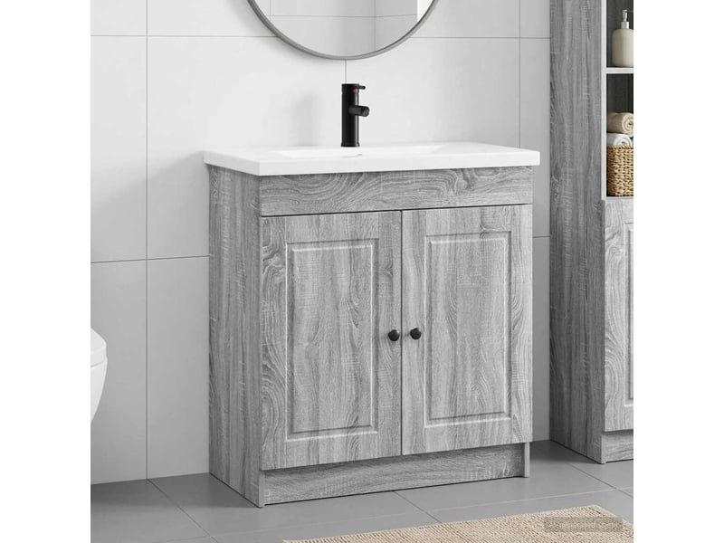  Ensemble de mobilier de salle de bain sonoma gris shl1785  - Conforama B