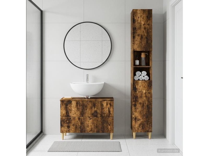  Ensemble de 2 meubles de salle de bain delft chêne fumé cf63113  - Conforama B