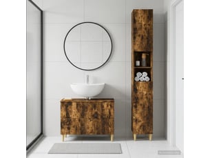 Ensemble de 2 meubles de salle de bain delft chêne fumé cf63113