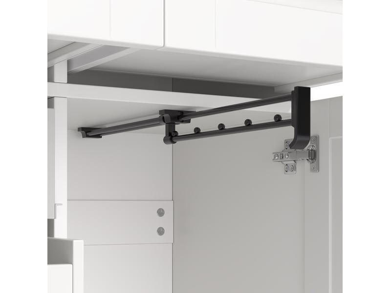  Armoire à portes battantes 90x50x200 cm avec 4 portes, 2 barres et 5 tiroirs, blanche  - Conforama E
