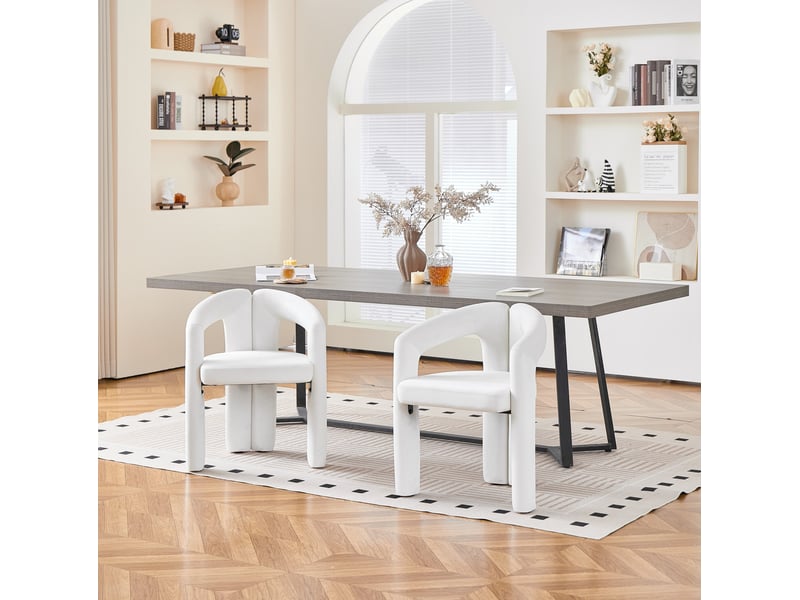  Chaises de salle à manger en velours avec accoudoirs, lot de 2 evryae  - Conforama C