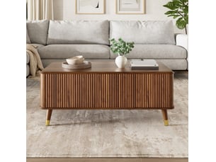 Table basse rectangulaire coloris marron <strong>HAVRYA</strong> <strong></strong> - 52 cmx97 cm