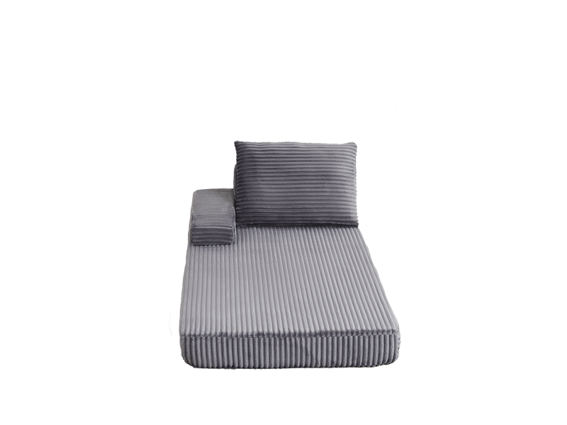  Canapé modulaire avec accoudoirs réglables et dossier triangulaire, style moderne, en corduroy gris  - Conforama C
