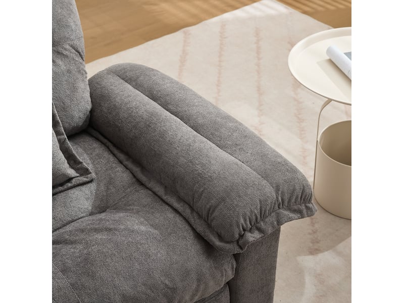  Fauteuil 116x84x96 cm, pivotant 360°, assise confort, coussin de soutien, pour salon, chambre, bureau, chenille gris  - Conforama E