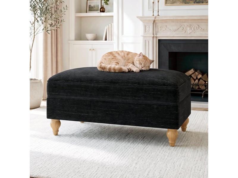  Tabouret windsor chenille - noir SF20250034016 - Conforama C