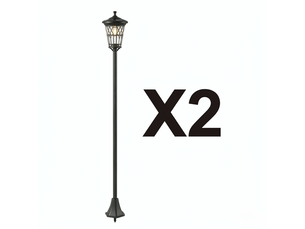 Lot de 2 lampadaires solaires de jardin 1,86 m, hauteur réglable, acier inoxydable noir