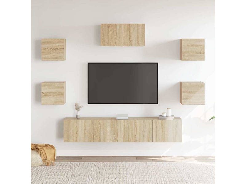  Ensemble de meubles tv 7 pcs chêne sonoma bois d'ingénierie shl32913  - Conforama C