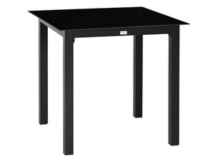 Table de jardin carrée 4 places en aluminium noir avec plateau en verre trempé 80 x 80 cm pour vos repas dehors