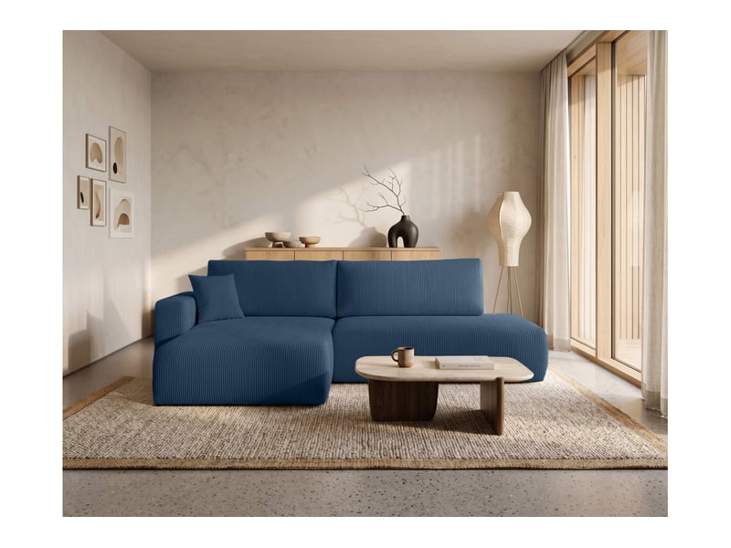 Alya - canapé d'angle max fixe et convertible 5 places en velours côtelé - Conforama B