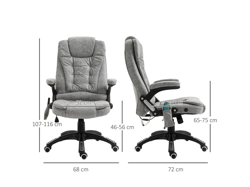  Fauteuil de direction ergonomique, réglable, avec fonction massage et chauffage, supportant jusqu'à 120 kg, gris.  - Conforama E