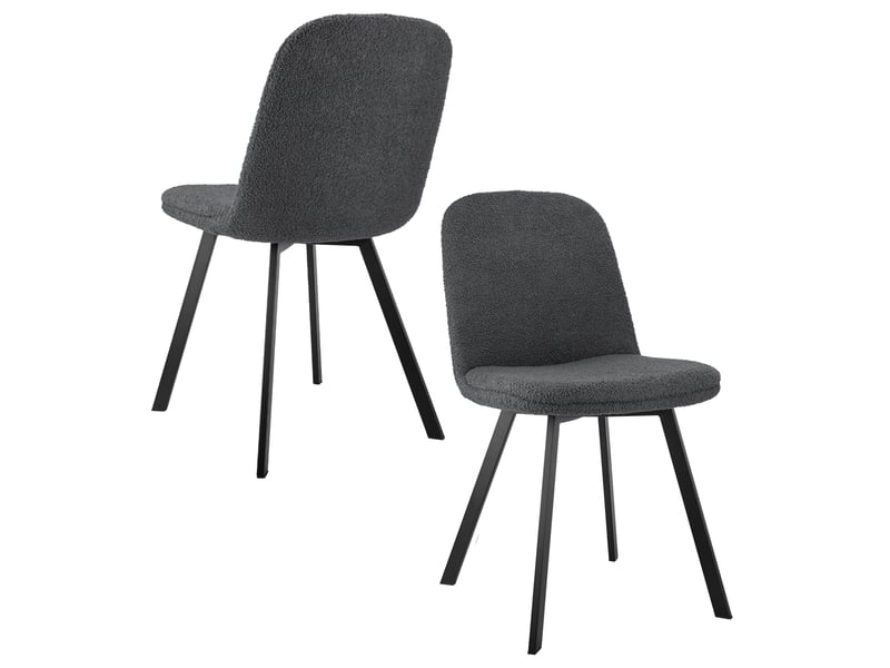  Lot de 2 chaises de salle à manger,44x41x84 cm,tissu teddy,gris foncé  - Conforama D