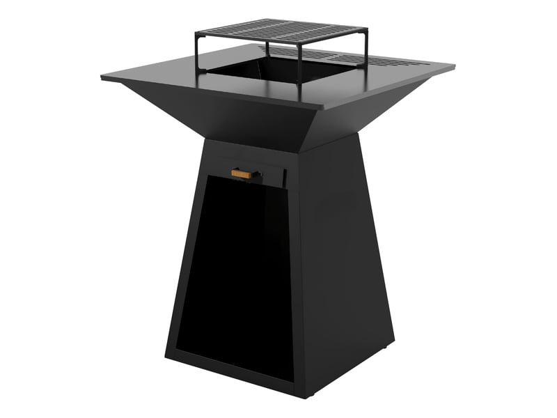  Barbecue carré grand avec plaque d'acier ronde et grill en acier coloris noir EFP59B RECT - Conforama A