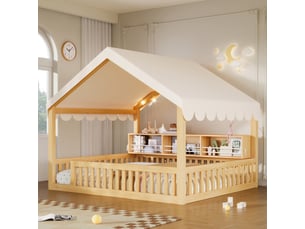 Lit baldaquin 140x200 cm <strong>HAUSS SPOLE</strong>  <strong></strong> coloris naturel