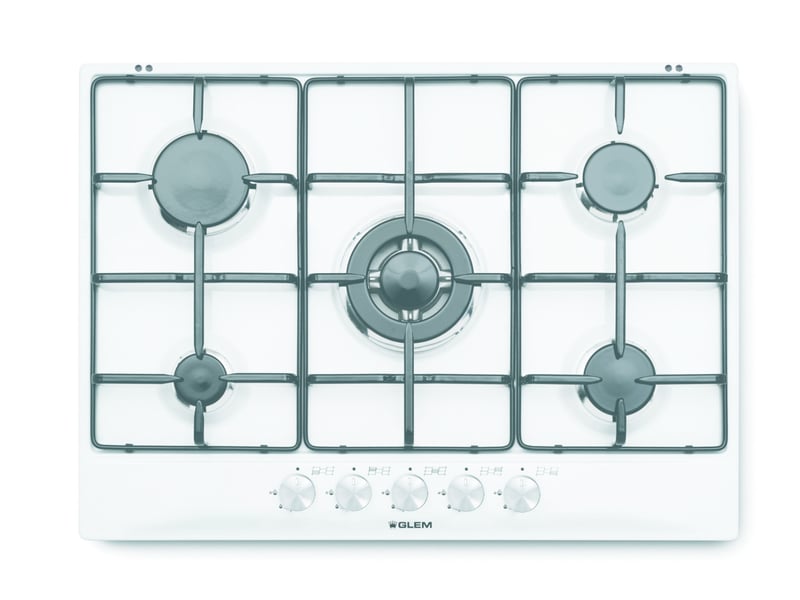 Glem gas gt755wh table de cuisson à gaz encastrable 70 cm 5 feux blanc