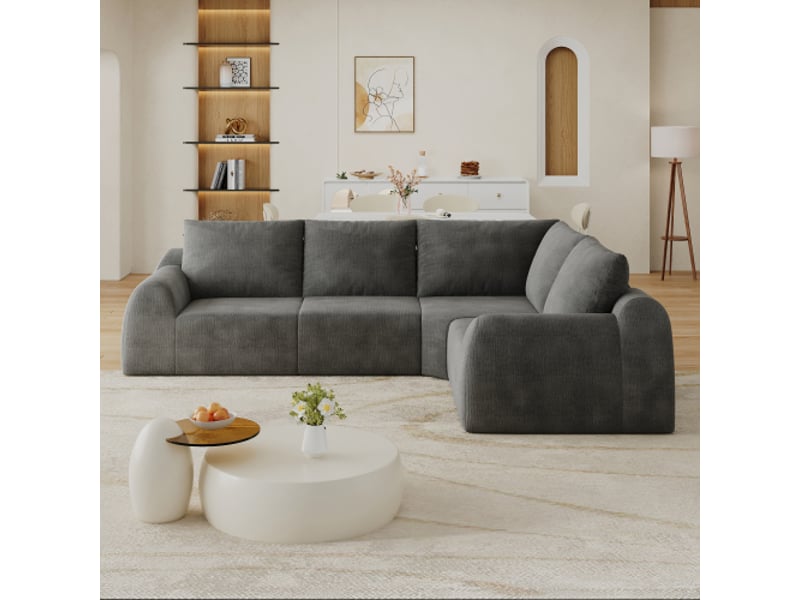  Canapé 267 cm en mousse compressée — sans montage — gris foncé — salon, chambre, appartement  - Conforama E