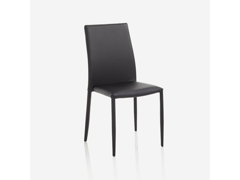  Chaise empilable en métal avec siège rembourré similicuir alice - noir  - Conforama C