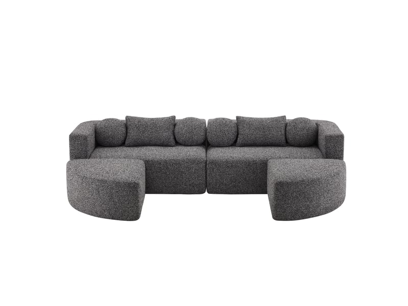 Canapé-lit modulaire cloud kora noir en chenille avec fonction couchage, sans montage - Conforama A