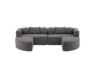 Canapé-lit modulaire cloud kora noir en chenille avec fonction couchage, sans montage