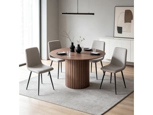 Table à manger ronde 4 à 6 personnes en bois marron foncé d 120 x h 76 cm