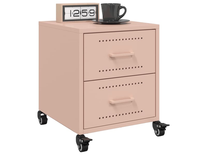  Vidaxl 2 tables de chevet rose acier 2 tiroirs table de nuit 36x39x43,5cm chambre coucher  - Conforama B