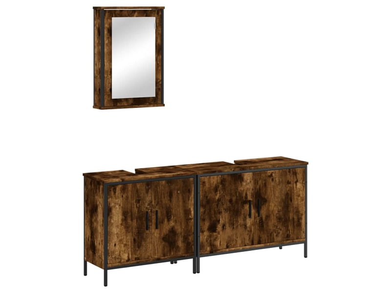 Ensemble de meubles de salle de bain 3 pcs chêne fumé cf63693 - Conforama A