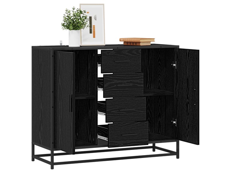  Buffet - bahut - meuble de rangement chêne noir 92 x 35 x 76 cm bois d'ingénierie  - Conforama C