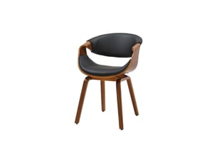 Chaise contemporaine nera en cuir artificiel noir et structure effet bois foncé avec accoudoirs
