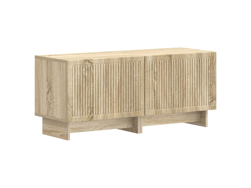  Meuble tv - banc tv - meuble de rangement led 5 pièces chêne sonoma bois d'ingénierie  - Conforama D