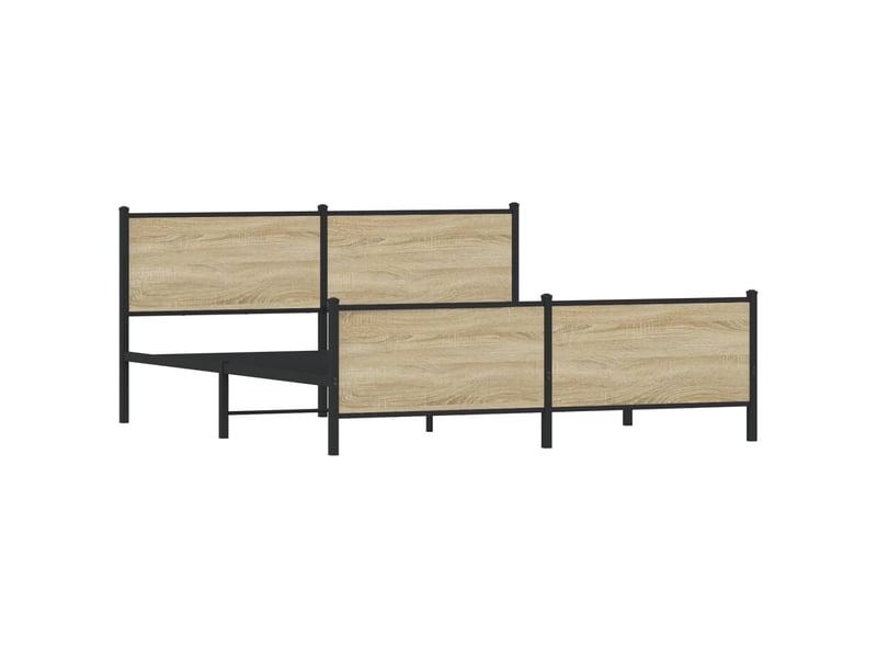 Lit double- lit adulte - cadre de lit en métal sans matelas chêne sonoma 200x200 cm - Conforama C