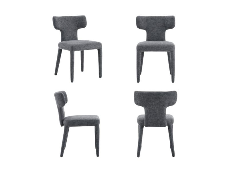  2 chaises modernes pour salle à manger - dossier en t, assise rembourrée en tissu, cadre métal à 4 pieds - salon-cuisine  - Conforama E