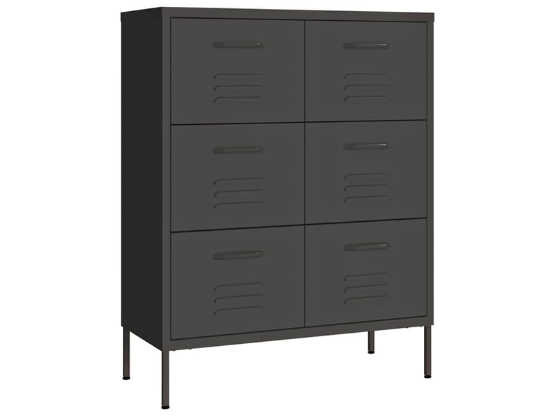 Armoire de rangement bureau, armoire à tiroirs anthracite 80x35x101,5 cm acier  - Conforama A