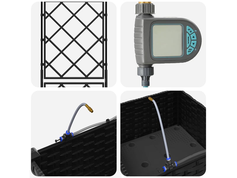  Jardinière - porte-plante de jardin avec irrigation et roues noir pp  - Conforama E