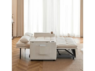 Canapé droit convertible <strong></strong> <strong></strong> 2 places Tissu beige