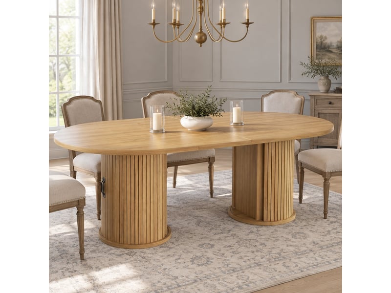  Table à manger extensible 150-190 x 80 cm avec rangement caché, mdf naturel  - Conforama B