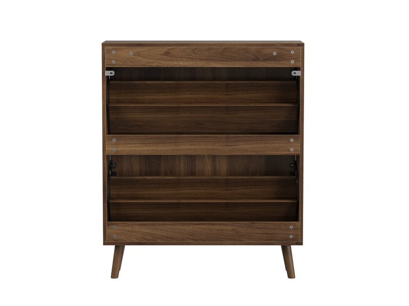  Meuble à chaussures coloris noyer 91.5x46x21 cm avec rangement à abattants  - Conforama D