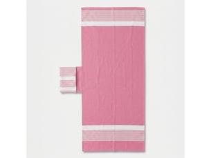 Serviette de plage pour transat avec poches et élastiques 75x195 mirelia - fucsia