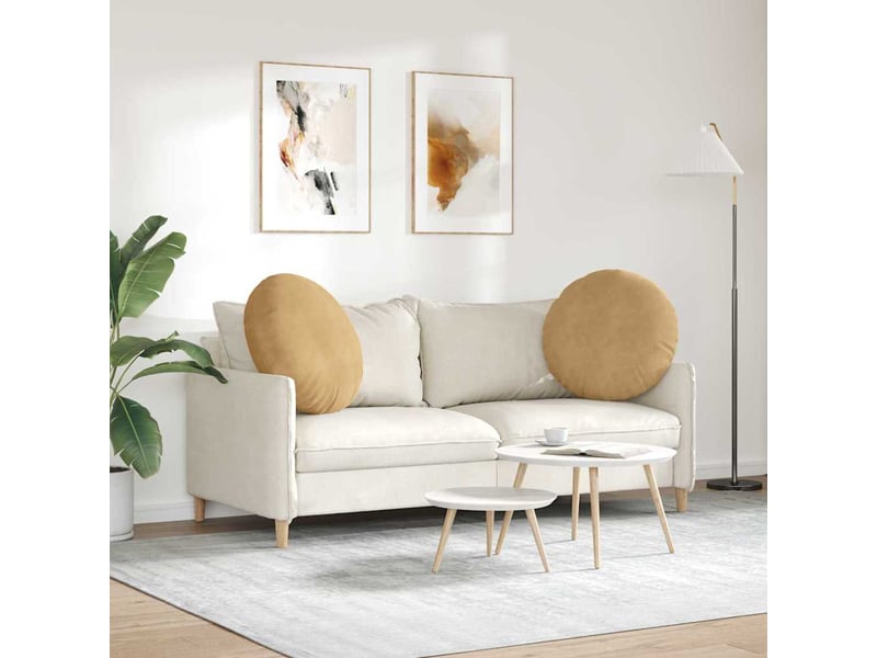  Lot de 2 coussins de siège, coussins décoratifs velours marron ø60 x 21 cm cf59906  - Conforama D