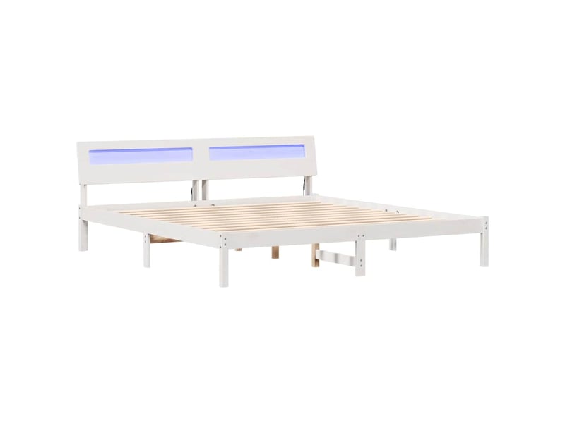  Lit double- lit adulte -  cadre de lit avec tête de lit blanc 200 x 200 cm pin massif  - Conforama A